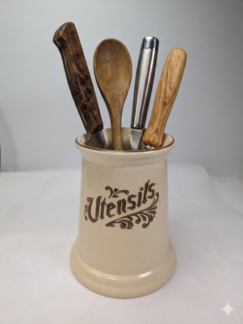 Vintage Pfaltzgraff Village Stoneware Utensil Crock Farmhouse Kitchen Decor Vase